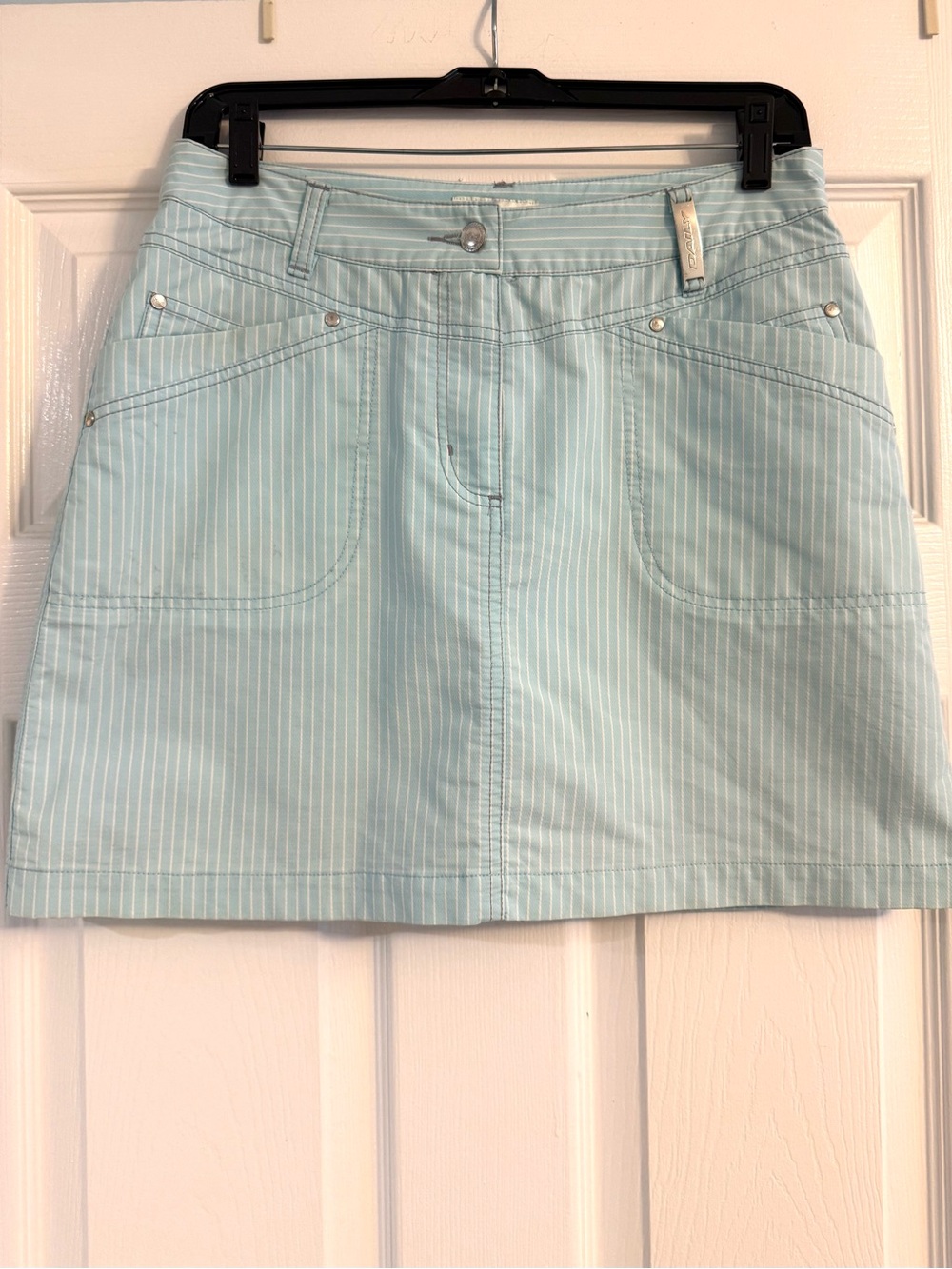 Women’s Daily Sports Light Blue With White Pinstripe Skort
